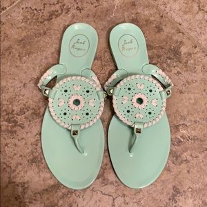 Jack Rogers mint and white jelly sandals